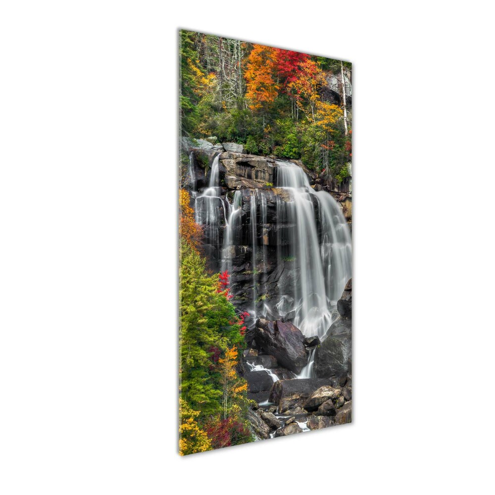 Tableau verre acrylique Chute d'eau en automne