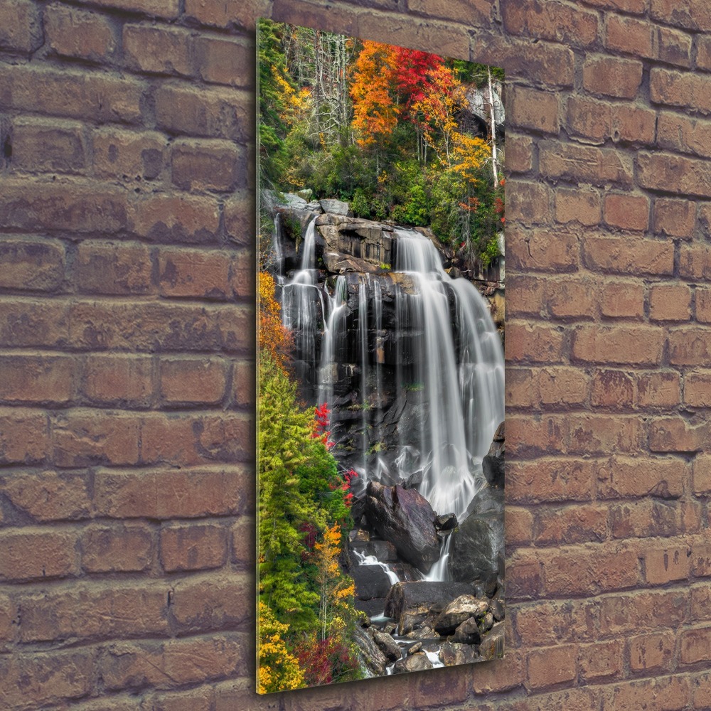 Tableau verre acrylique Chute d'eau en automne