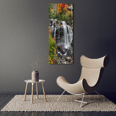 Tableau verre acrylique Chute d'eau en automne