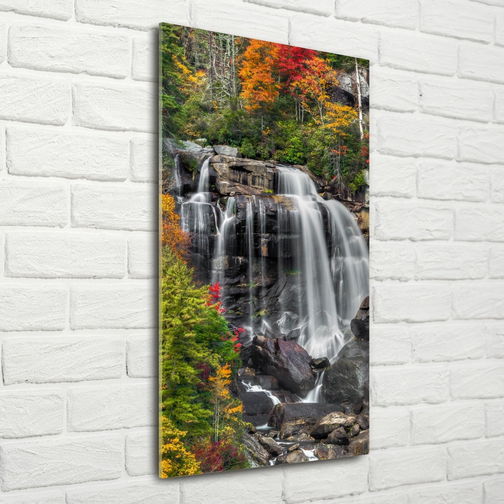 Tableau verre acrylique Chute d'eau en automne