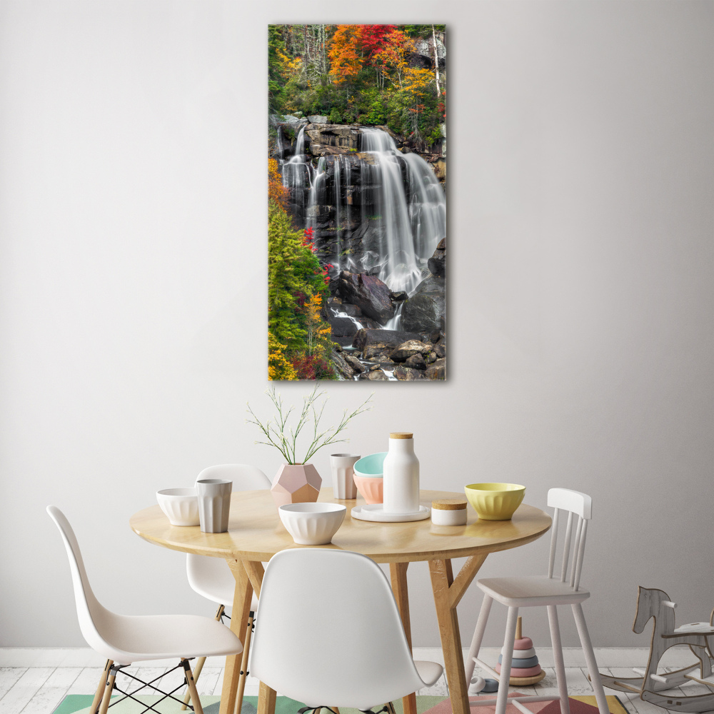 Tableau verre acrylique Chute d'eau en automne