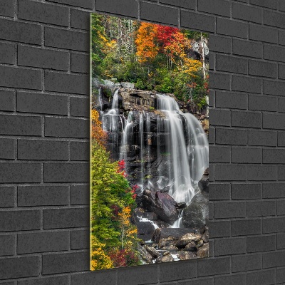 Tableau verre acrylique Chute d'eau en automne