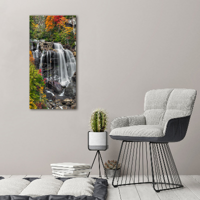 Tableau verre acrylique Chute d'eau en automne