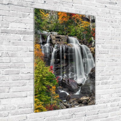 Tableau verre acrylique Chute d'eau en automne