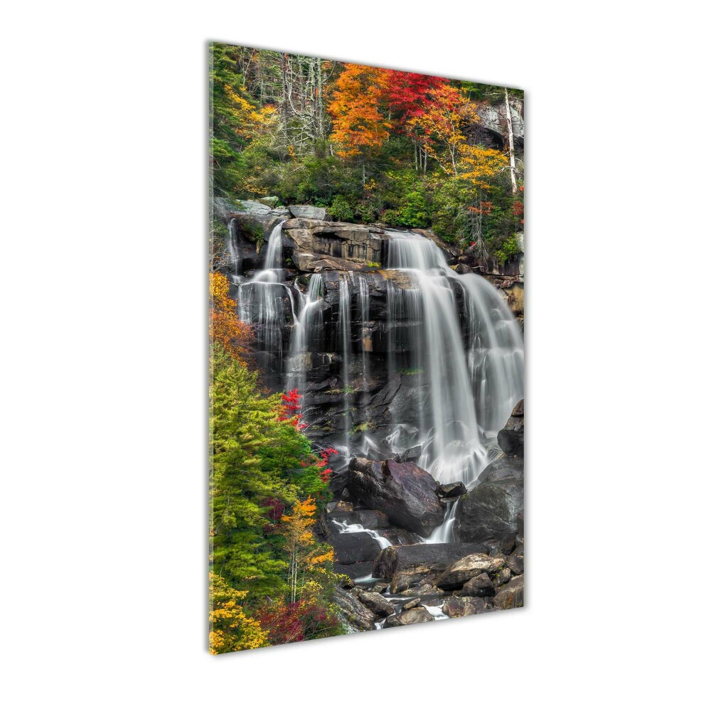 Tableau verre acrylique Chute d'eau en automne