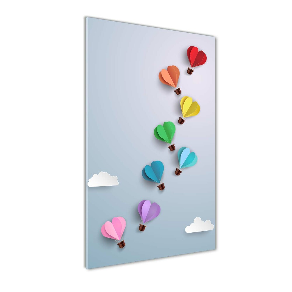 Tableau sur verre acrylique Ballons en forme de coeur