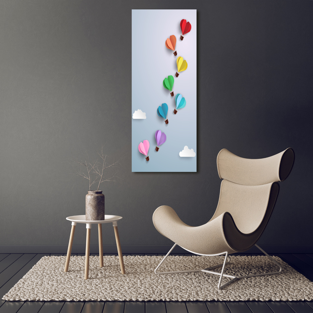 Tableau sur verre acrylique Ballons en forme de coeur