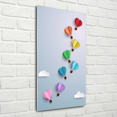 Tableau sur verre acrylique Ballons en forme de coeur