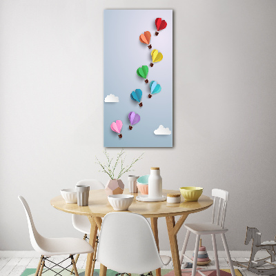 Tableau sur verre acrylique Ballons en forme de coeur