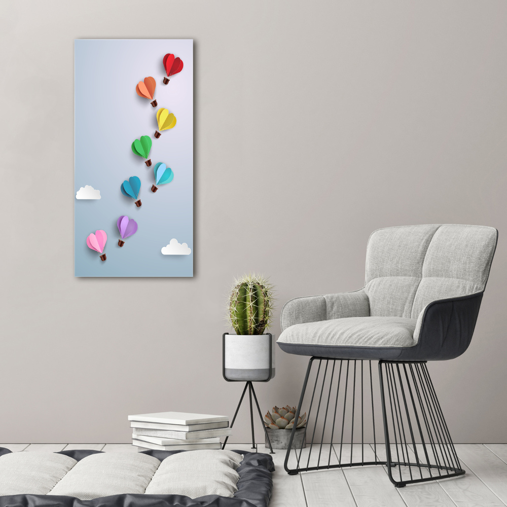 Tableau sur verre acrylique Ballons en forme de coeur