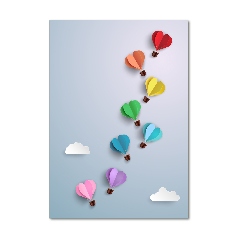 Tableau sur verre acrylique Ballons en forme de coeur