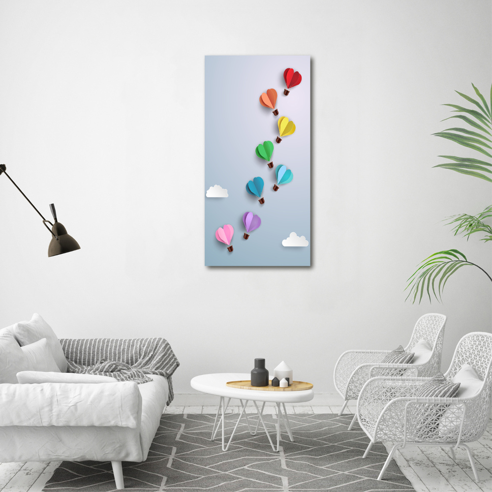 Tableau sur verre acrylique Ballons en forme de coeur