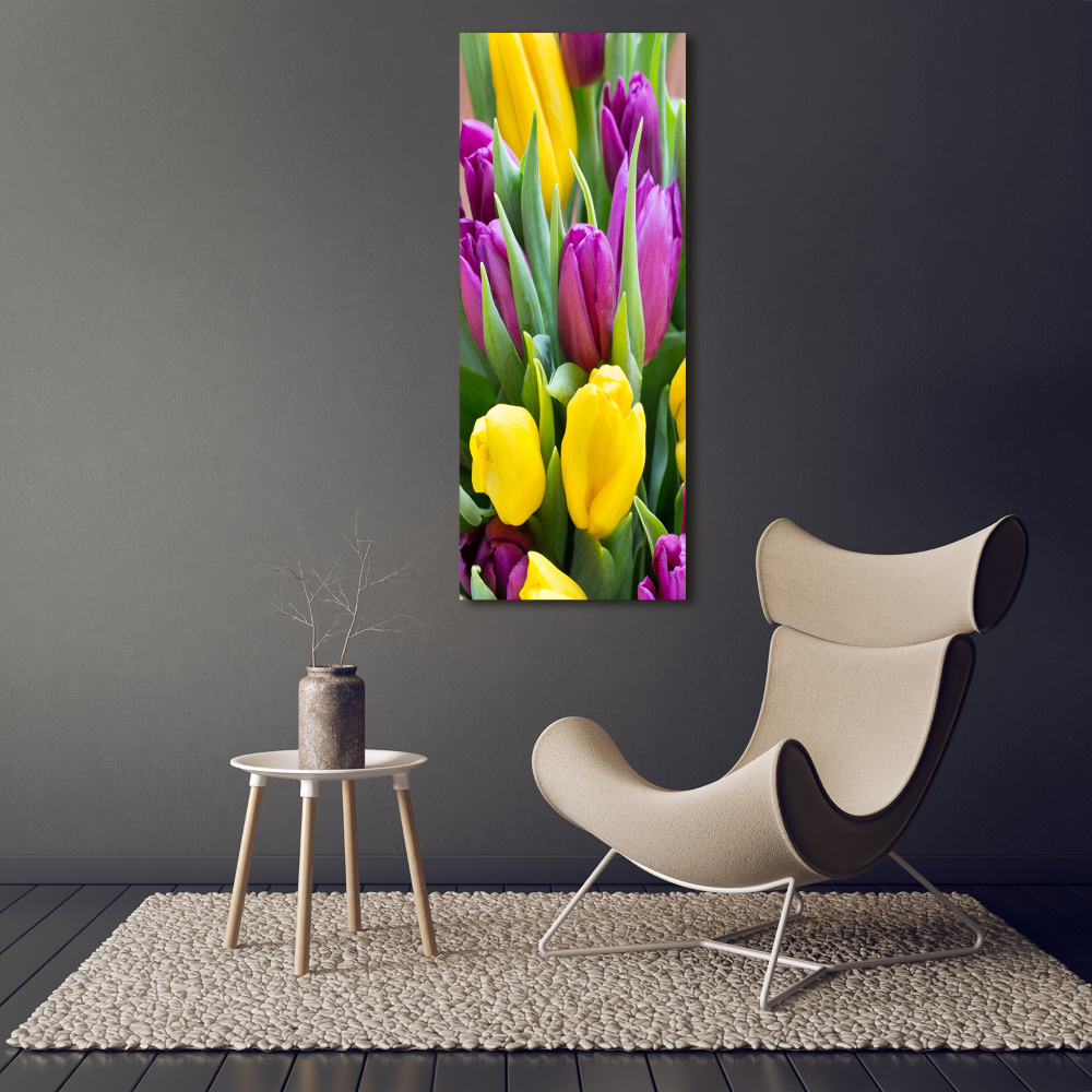 Tableau acrylique Tulipes colorées