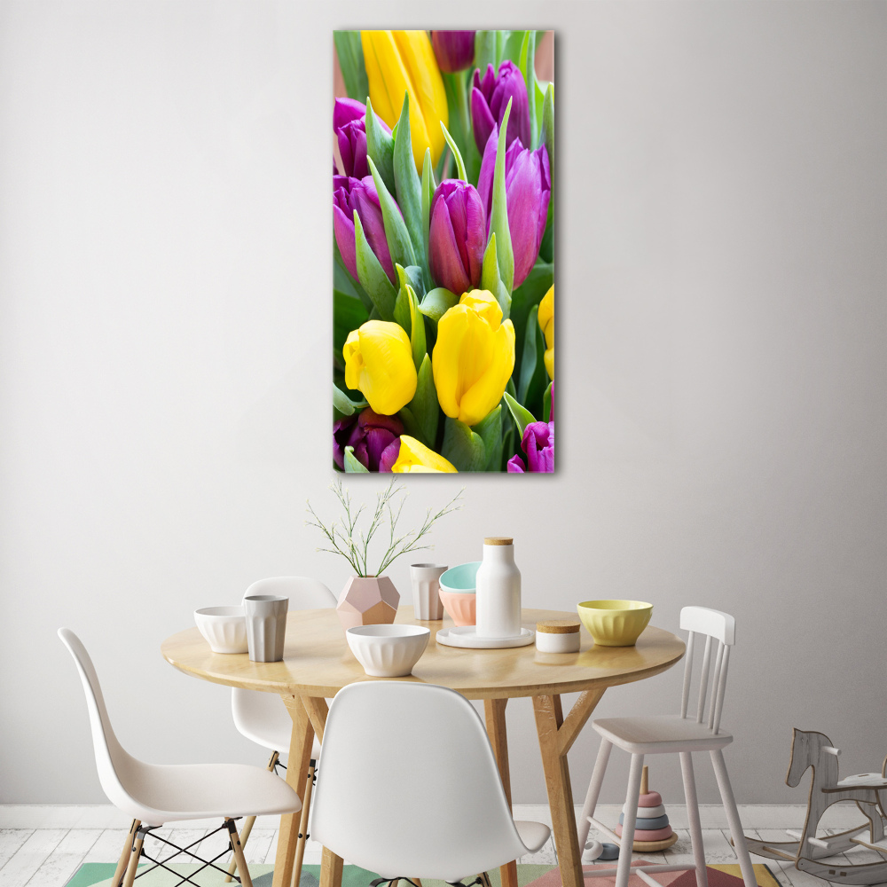 Tableau acrylique Tulipes colorées