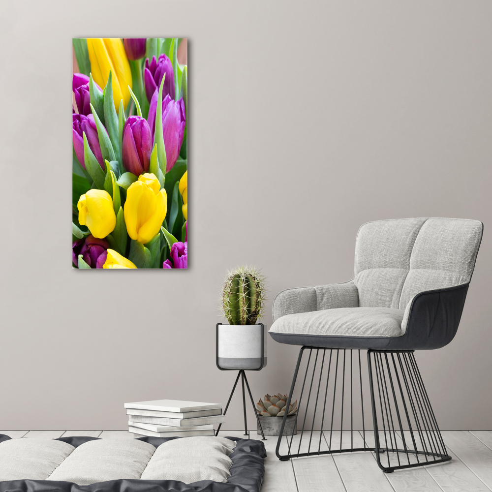 Tableau acrylique Tulipes colorées