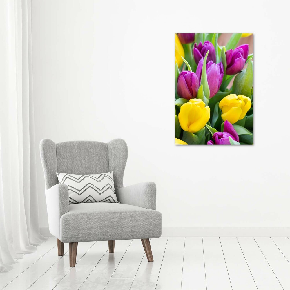 Tableau acrylique Tulipes colorées