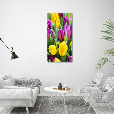 Tableau acrylique Tulipes colorées