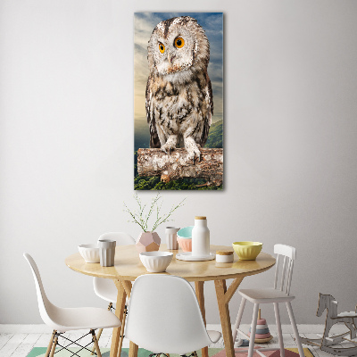 Acrylique tableau Hibou sur une colline