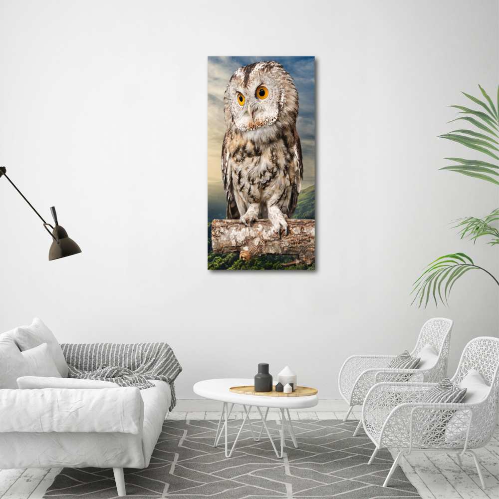 Acrylique tableau Hibou sur une colline