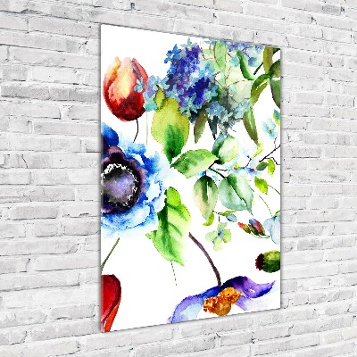 Acrylique tableau Fleurs des champs