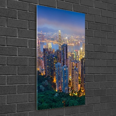 Tableau verre acrylique Hong Kong la nuit