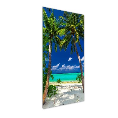 Tableau sur verre acrylique Plage tropicale palmiers