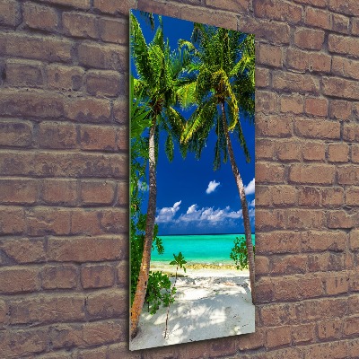 Tableau sur verre acrylique Plage tropicale palmiers