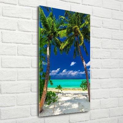 Tableau sur verre acrylique Plage tropicale palmiers