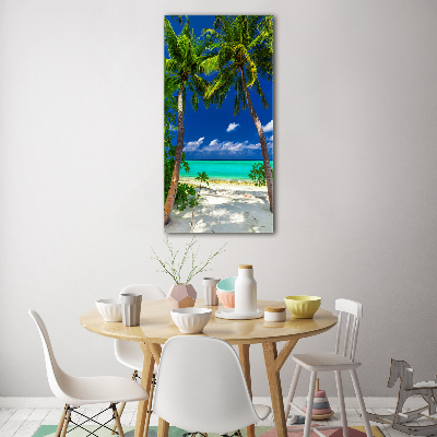 Tableau sur verre acrylique Plage tropicale palmiers