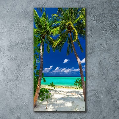 Tableau sur verre acrylique Plage tropicale palmiers