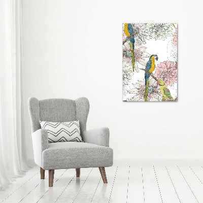 Tableau en acrylique Perroquets et fleurs