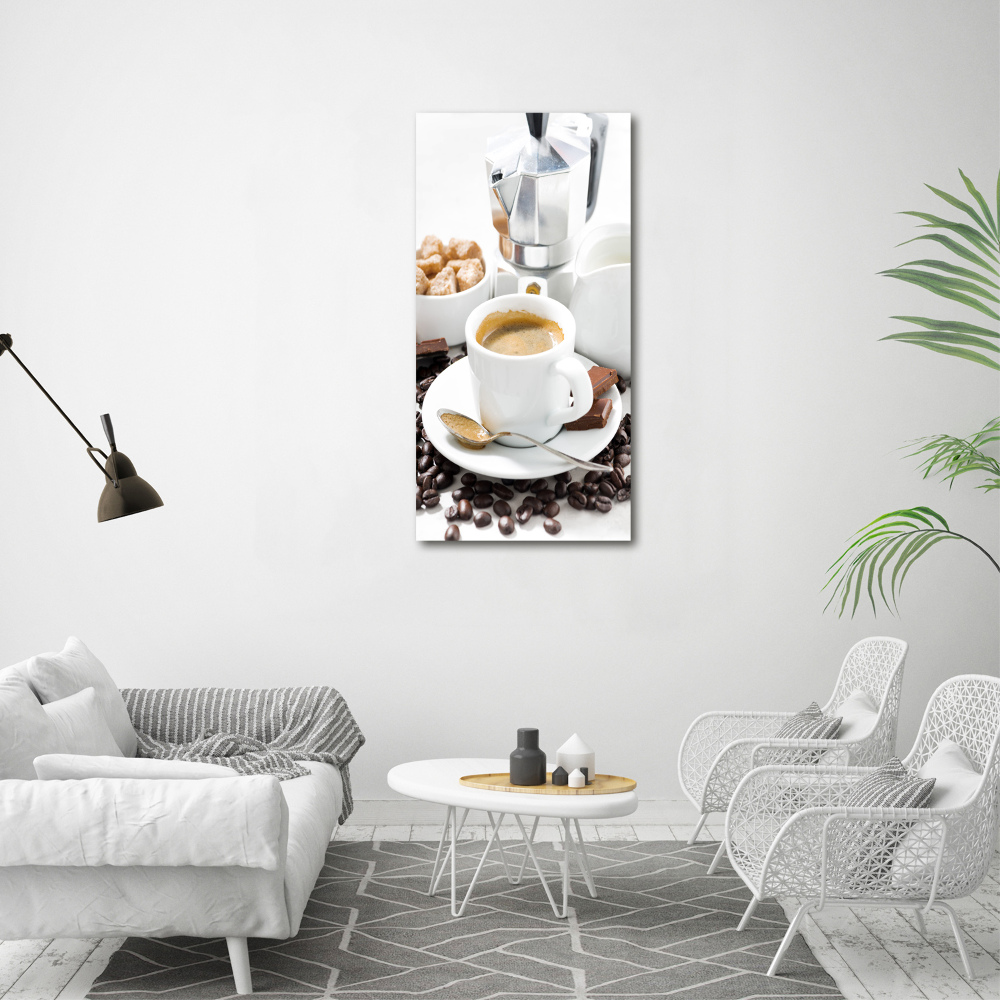 Tableau sur verre acrylique Une tasse de café aromatique