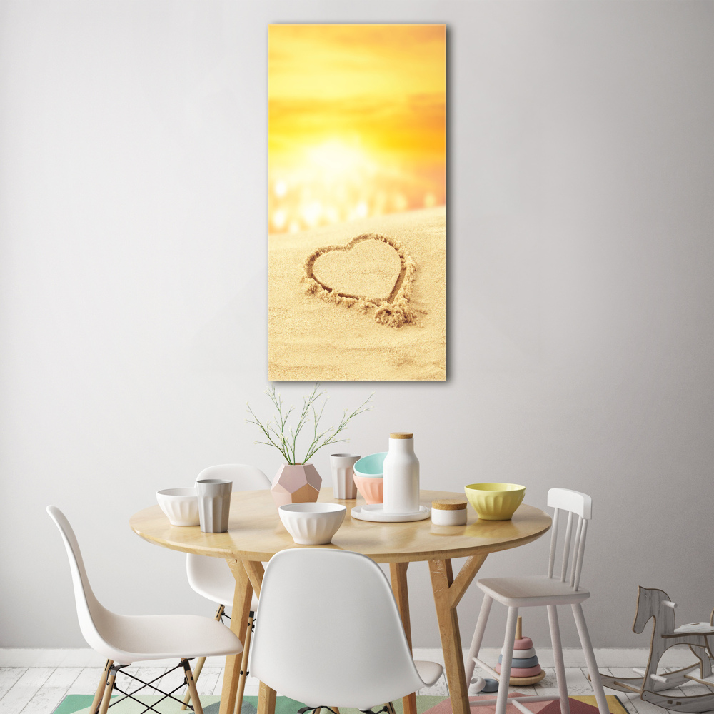 Tableau verre acrylique Coeur sur la plage