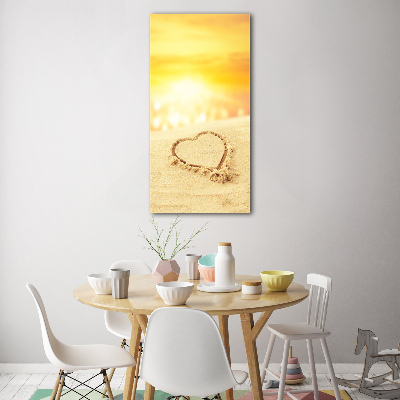 Tableau verre acrylique Coeur sur la plage