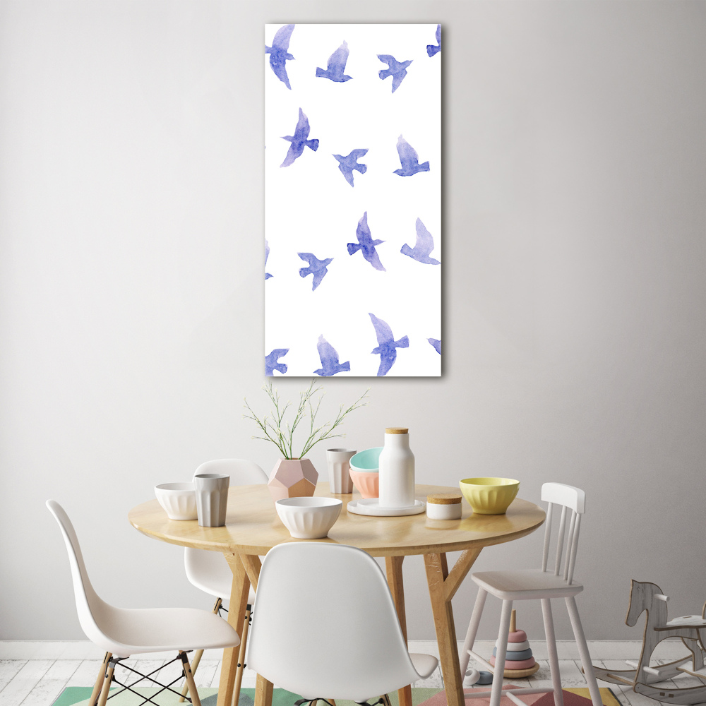 Tableau sur verre acrylique Hirondelles bleues