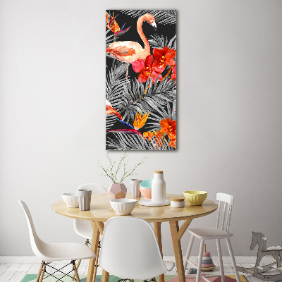 Tableau en acrylique Flamants et fleurs