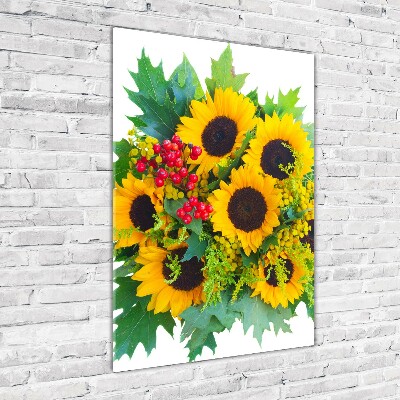 Tableau verre acrylique Bouquet de tournesols