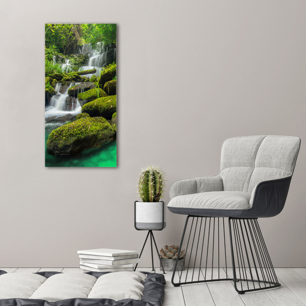 Tableau sur verre acrylique Chute d'eau dans la jungle