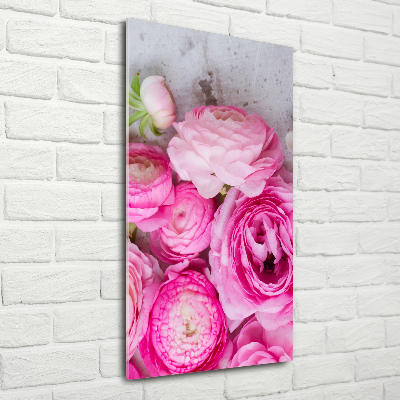 Acrylique tableau Renoncules roses