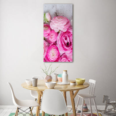 Acrylique tableau Renoncules roses