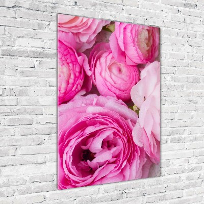 Acrylique tableau Renoncules roses