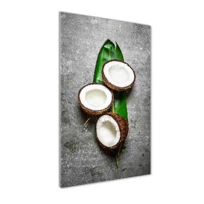 Tableau sur verre acrylique Noix de coco sur une feuille