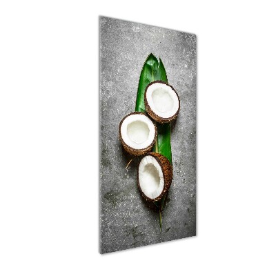 Tableau sur verre acrylique Noix de coco sur une feuille