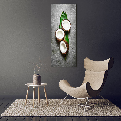 Tableau sur verre acrylique Noix de coco sur une feuille