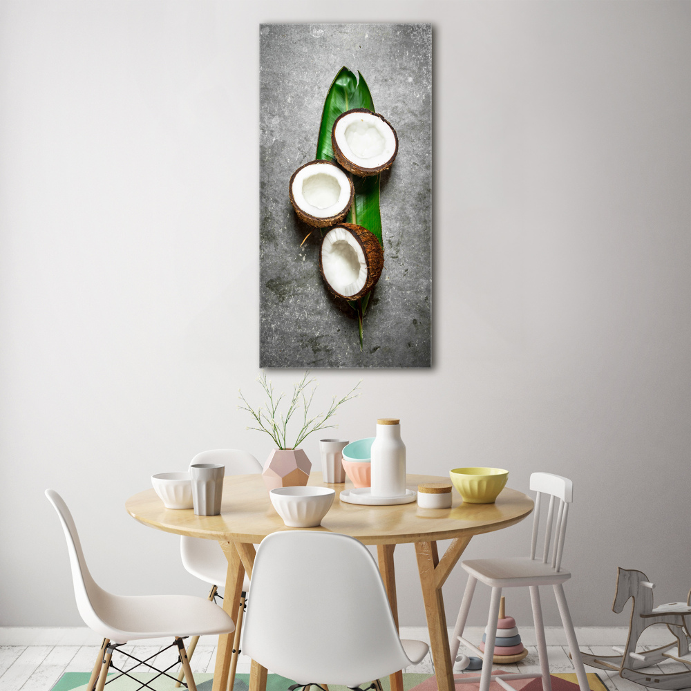 Tableau sur verre acrylique Noix de coco sur une feuille