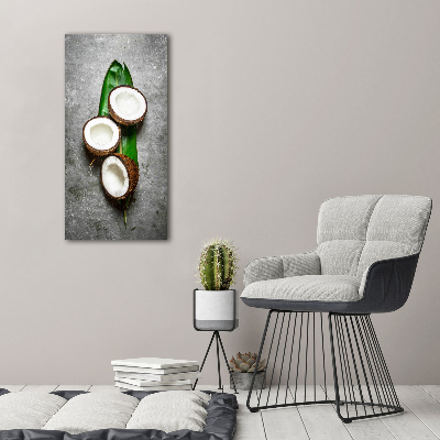 Tableau sur verre acrylique Noix de coco sur une feuille