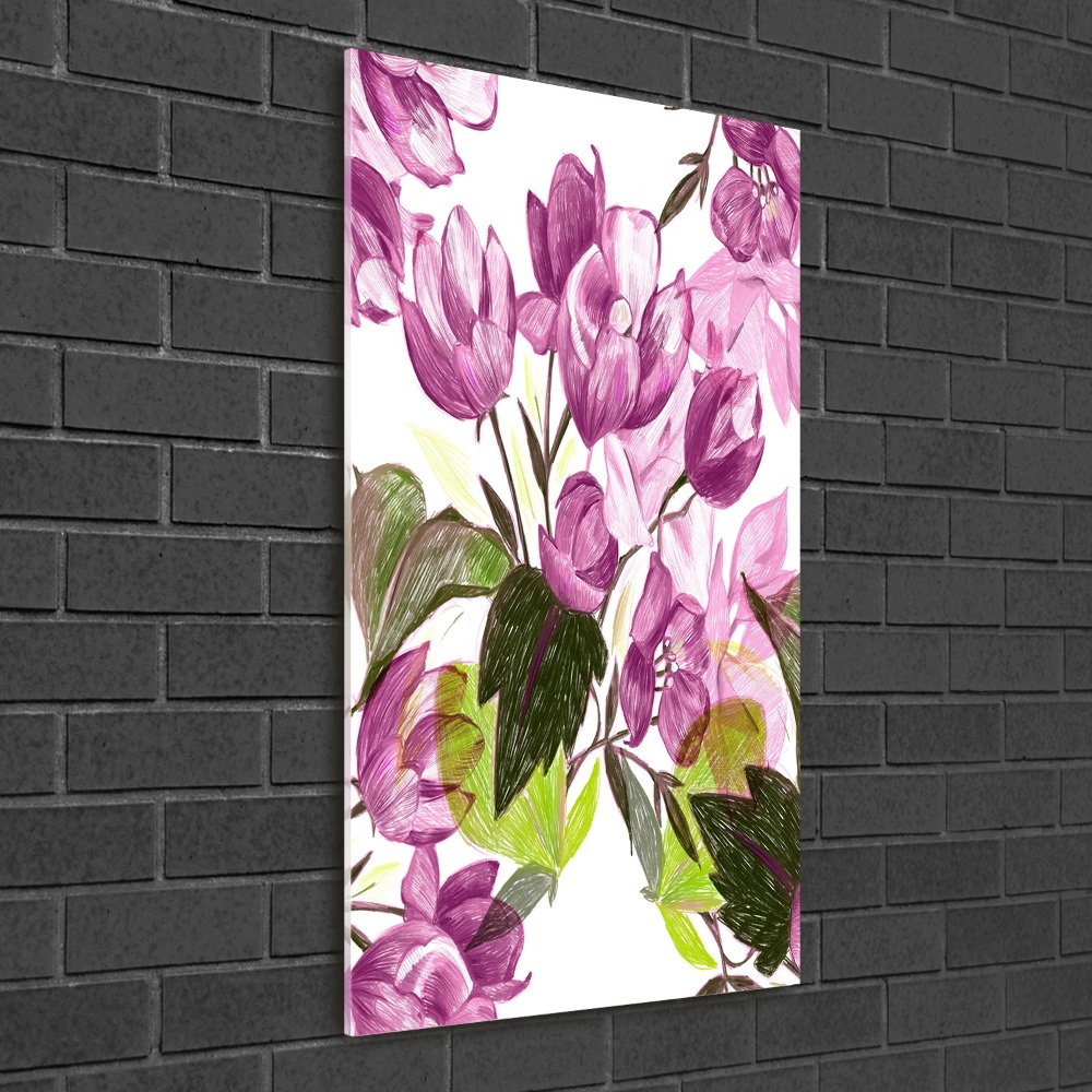 Tableau acrylique Fleurs violettes