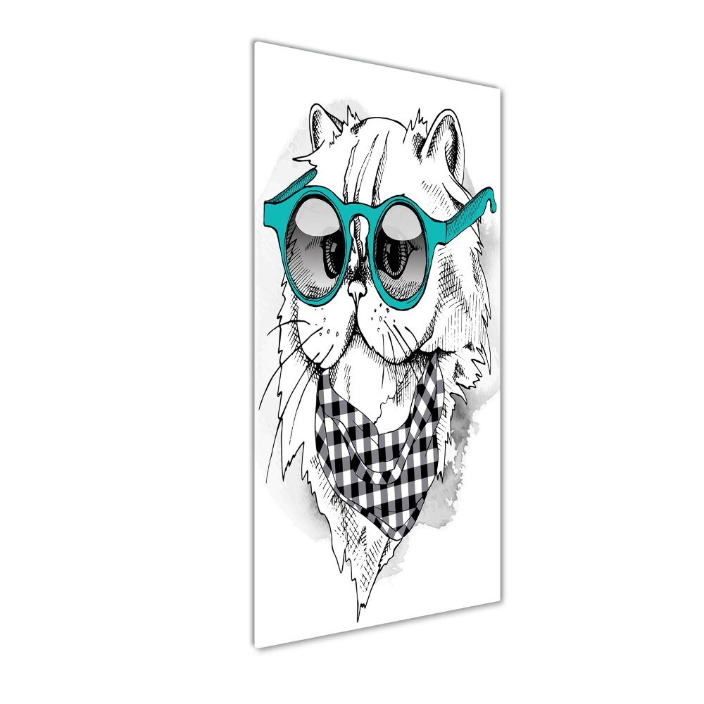 Tableau sur verre acrylique Chat à lunettes