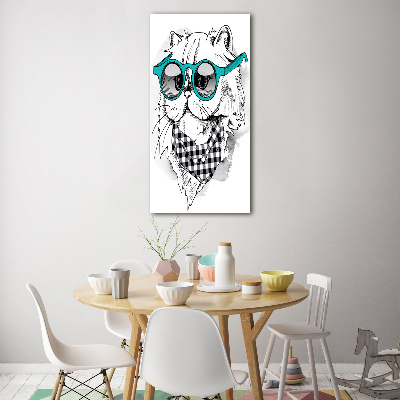 Tableau sur verre acrylique Chat à lunettes