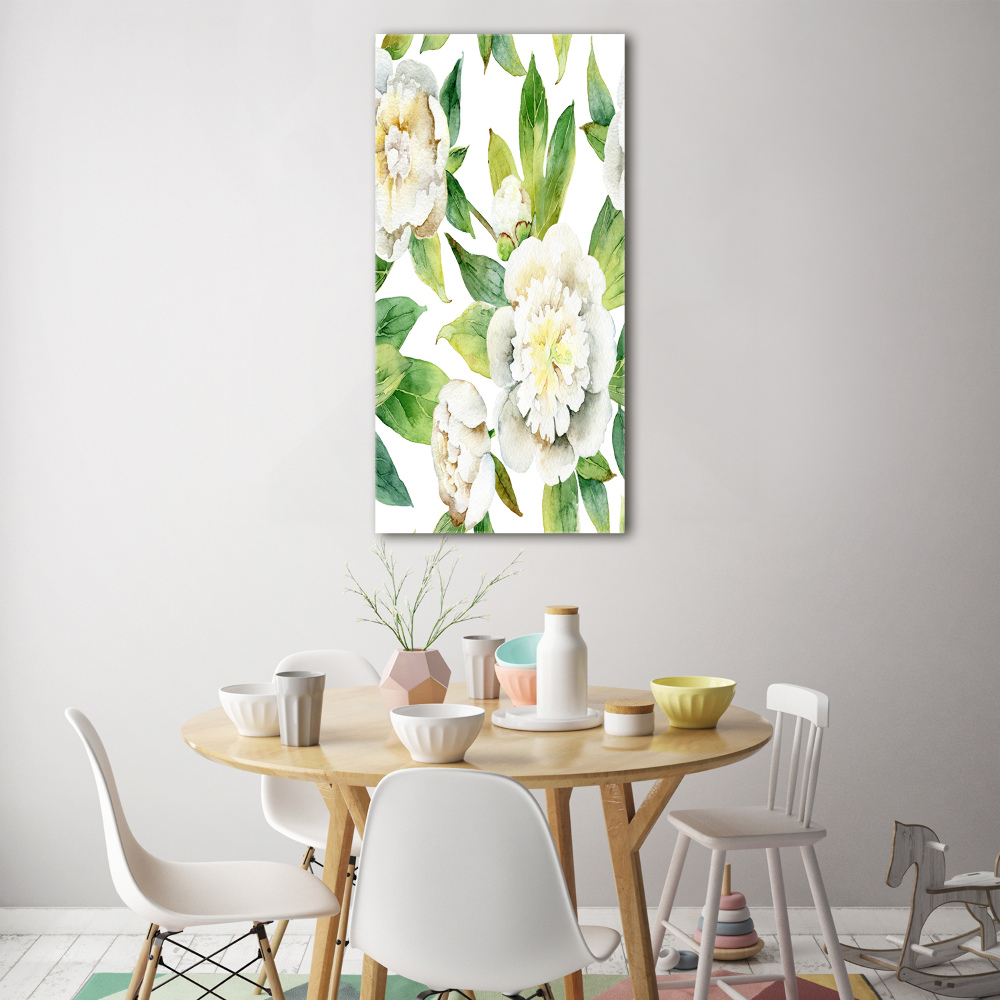 Tableau verre acrylique Pivoines fleurs